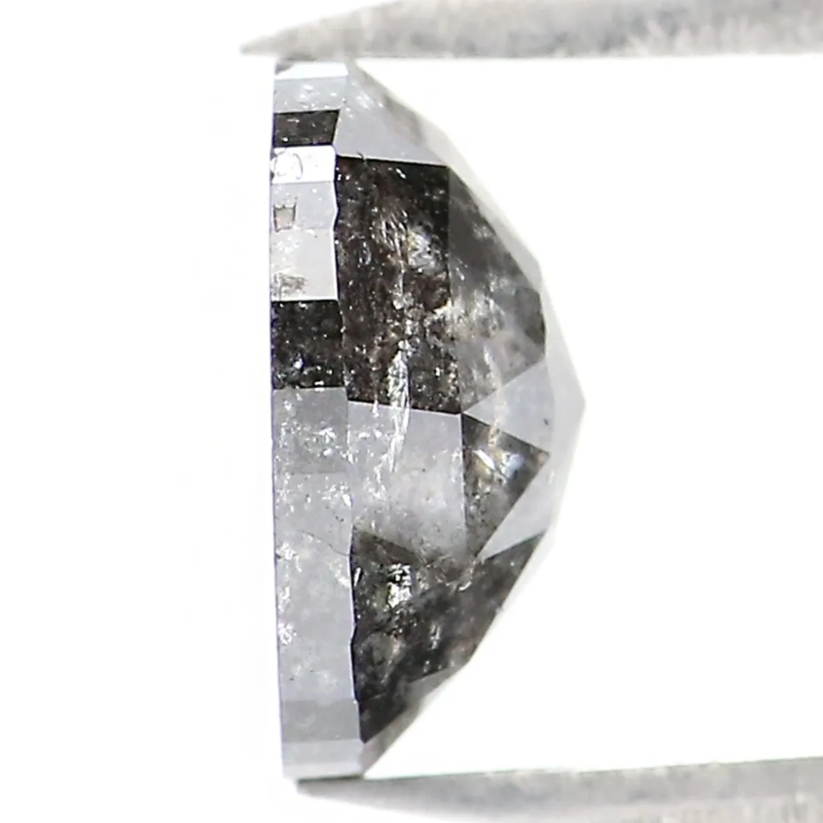 1.49 CT Natural Loose Cushion Shape Diamond Salt And Pepper Cushion Shape Diamond 7.60 MM Black Grey Color Cushion Rose Cut Diam