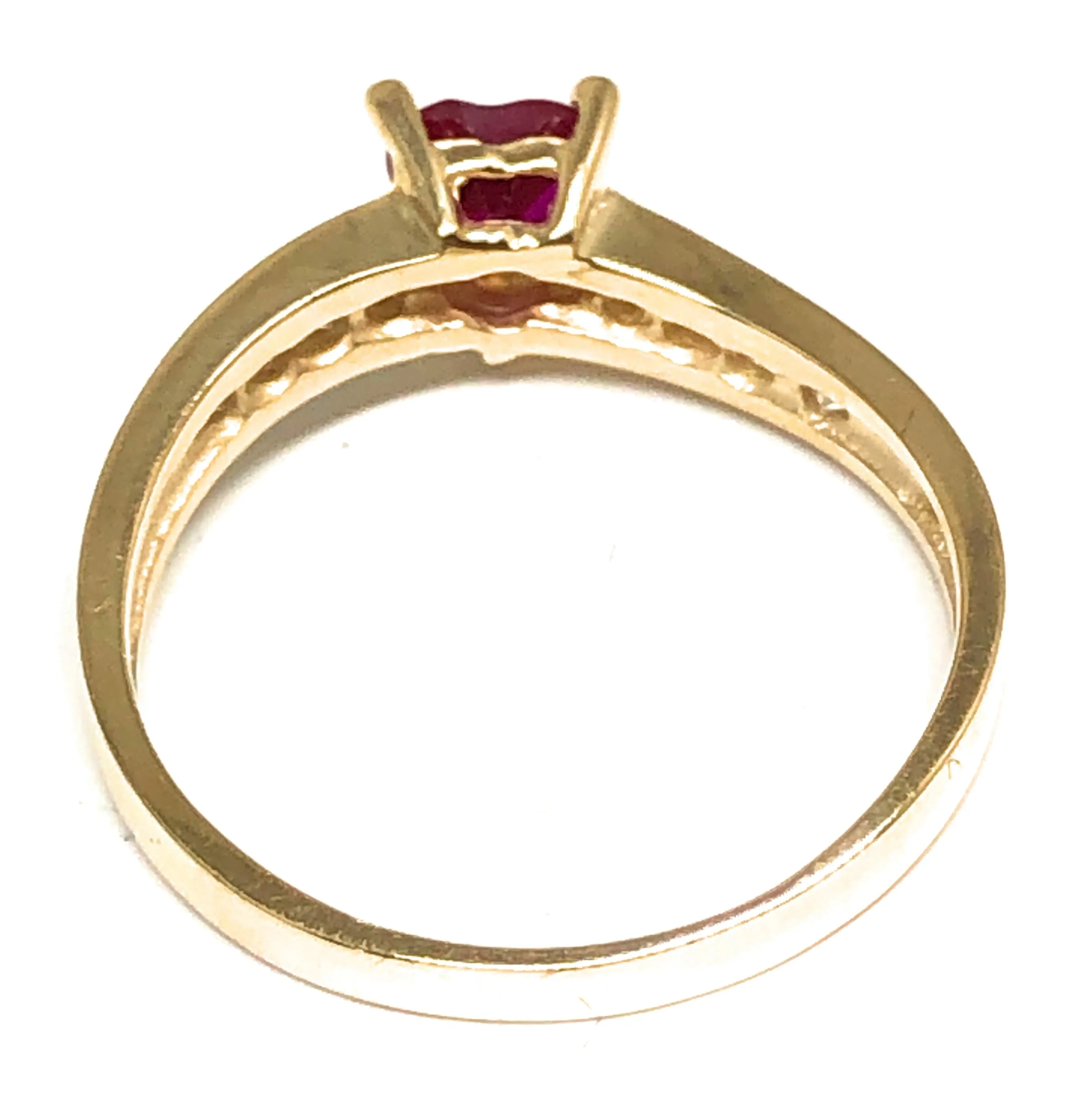 14k Solid Gold Yellow Gold Heart CZ Ring (RED, PURPLE)