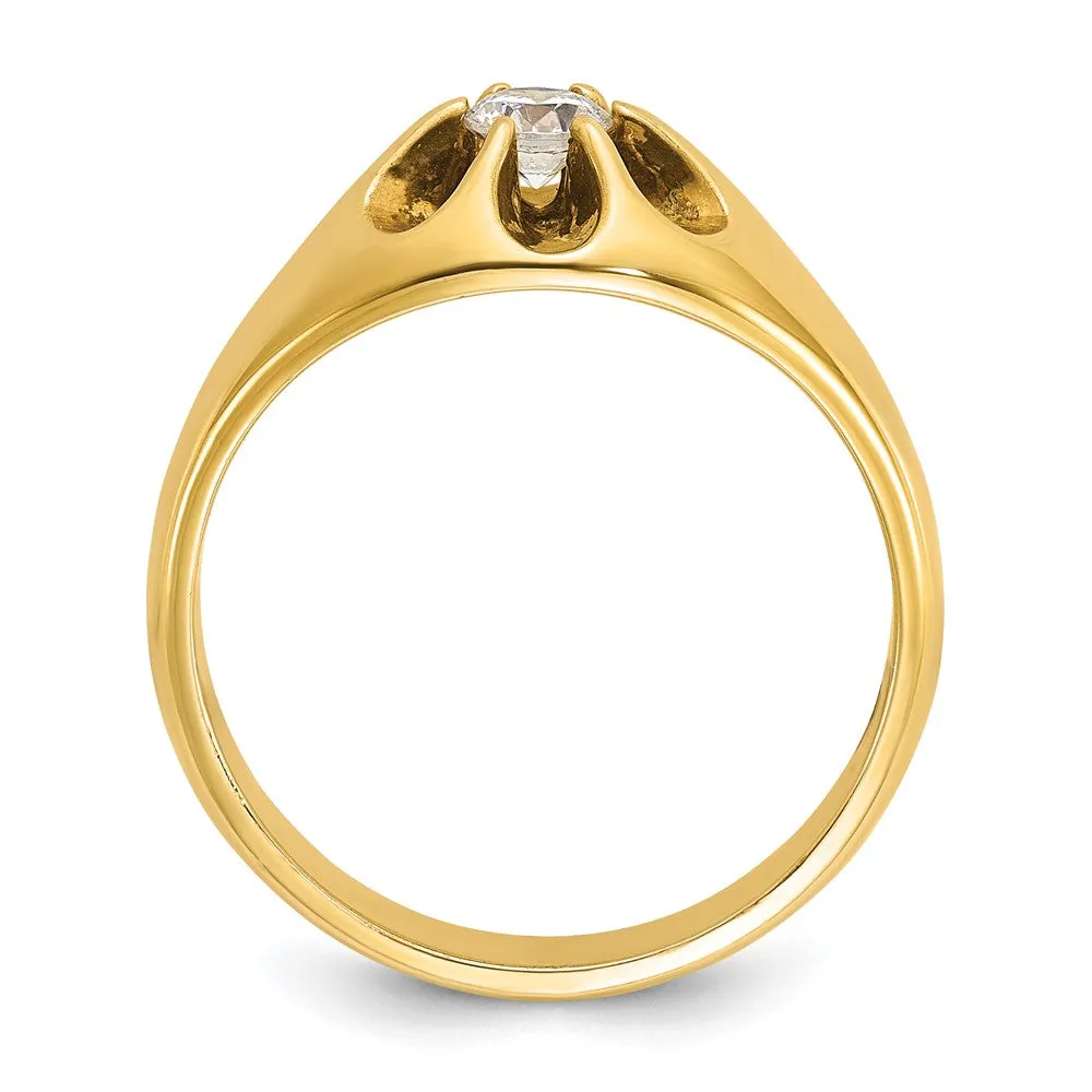 14K Yellow Gold & 1/4 Ct Diamond Flower Tapered Band