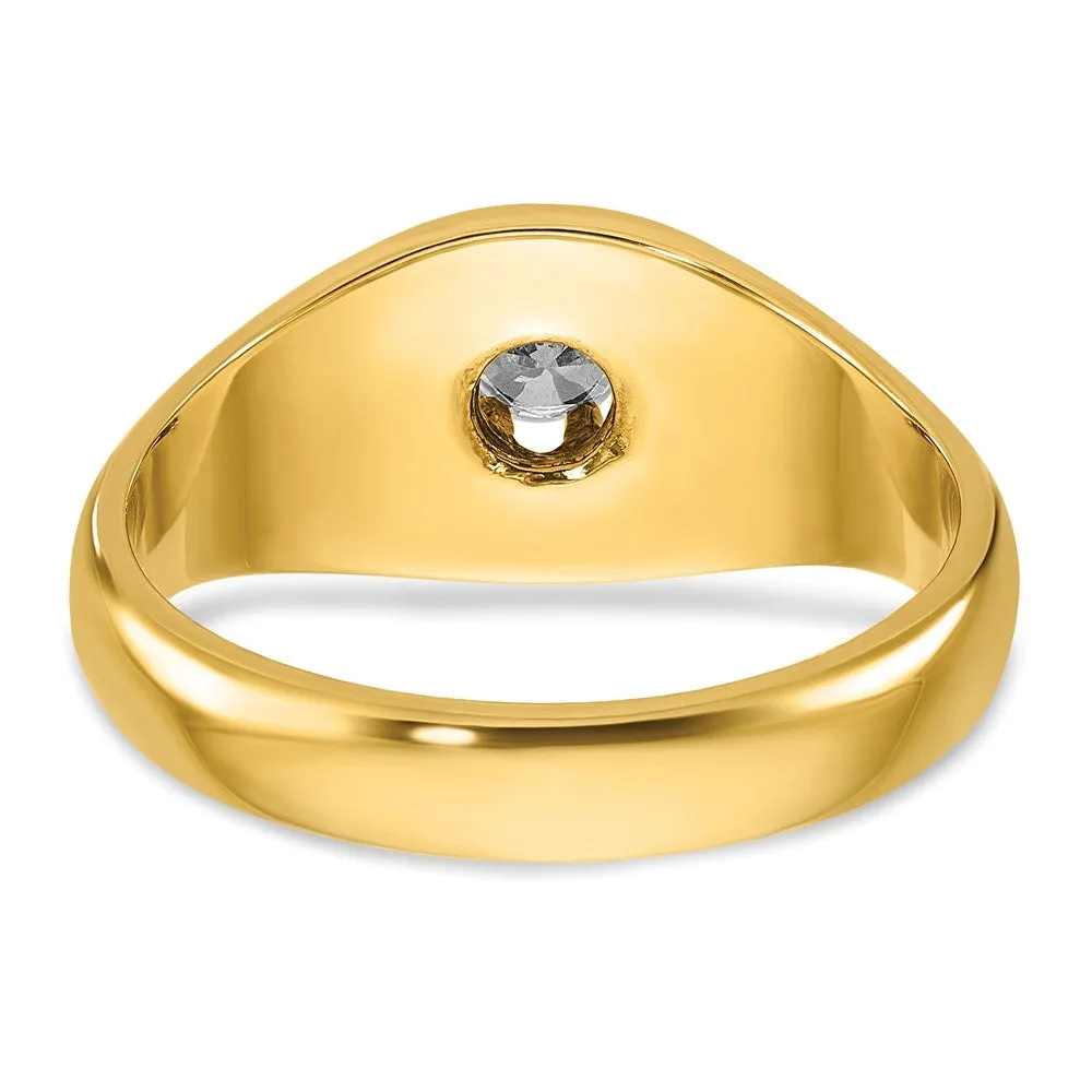 14K Yellow Gold & 1/4 Ct Diamond Flower Tapered Band