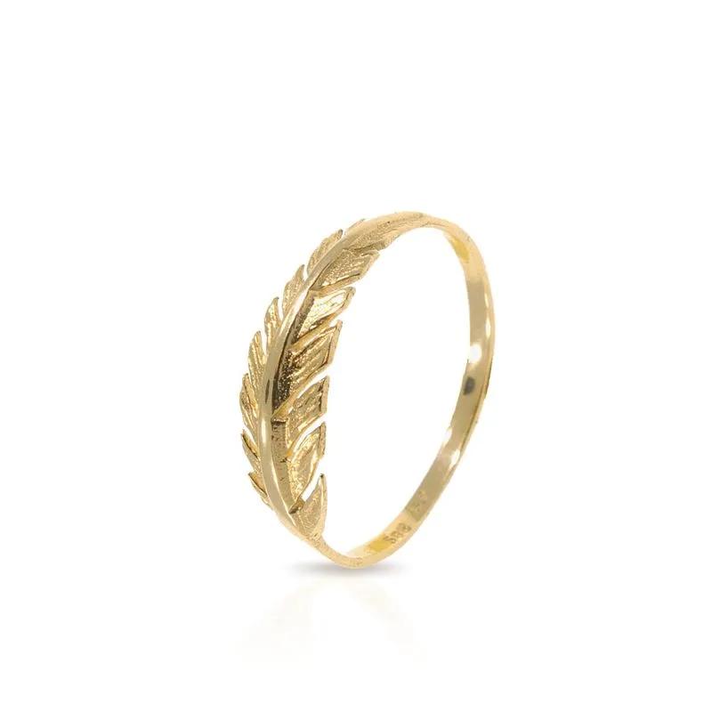 14K Yellow Gold Feather Ring