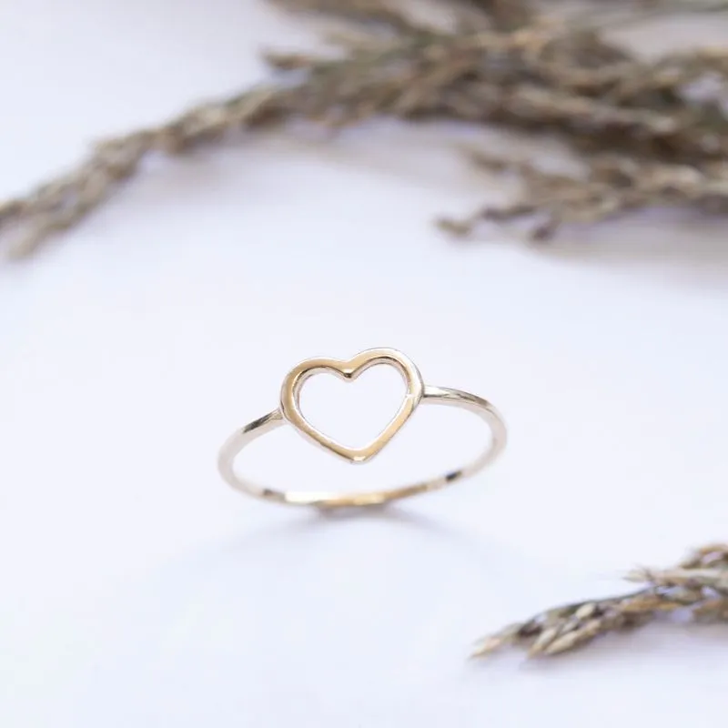 14K Yellow Gold Small Heart Ring