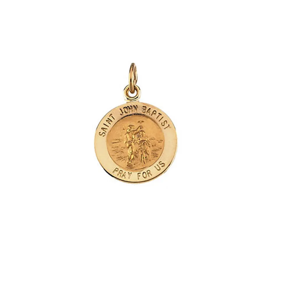 14k Yellow Gold St. John The Baptist Medal Charm, 22mm