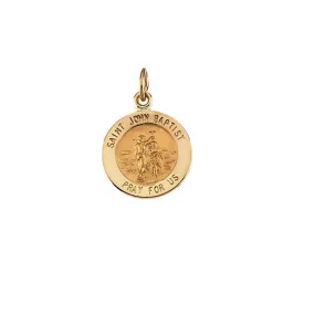 14k Yellow Gold St. John The Baptist Medal Charm, 22mm