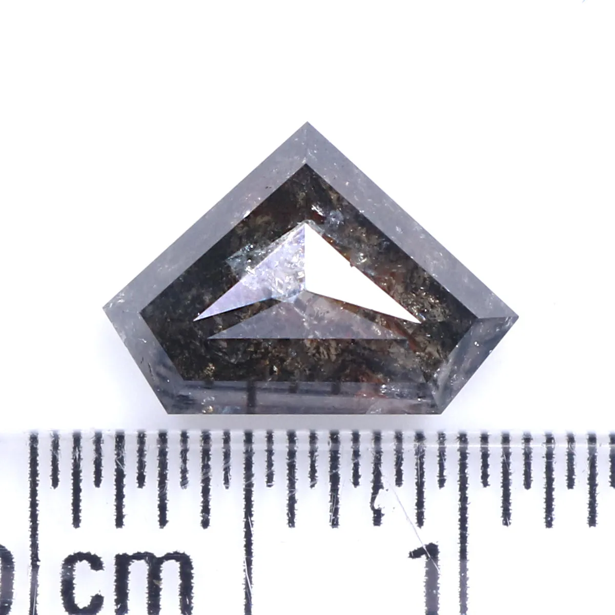 1.59 Ct Natural Loose Shield Shape Diamond Salt And Pepper Shield Cut Diamond 6.80 MM Black Gray Color Shield Shape Rose Cut Dia