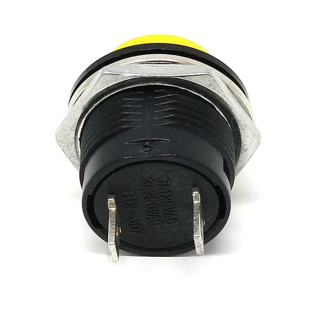 16mm Panel Mount Momentary Pushbutton - Yellow