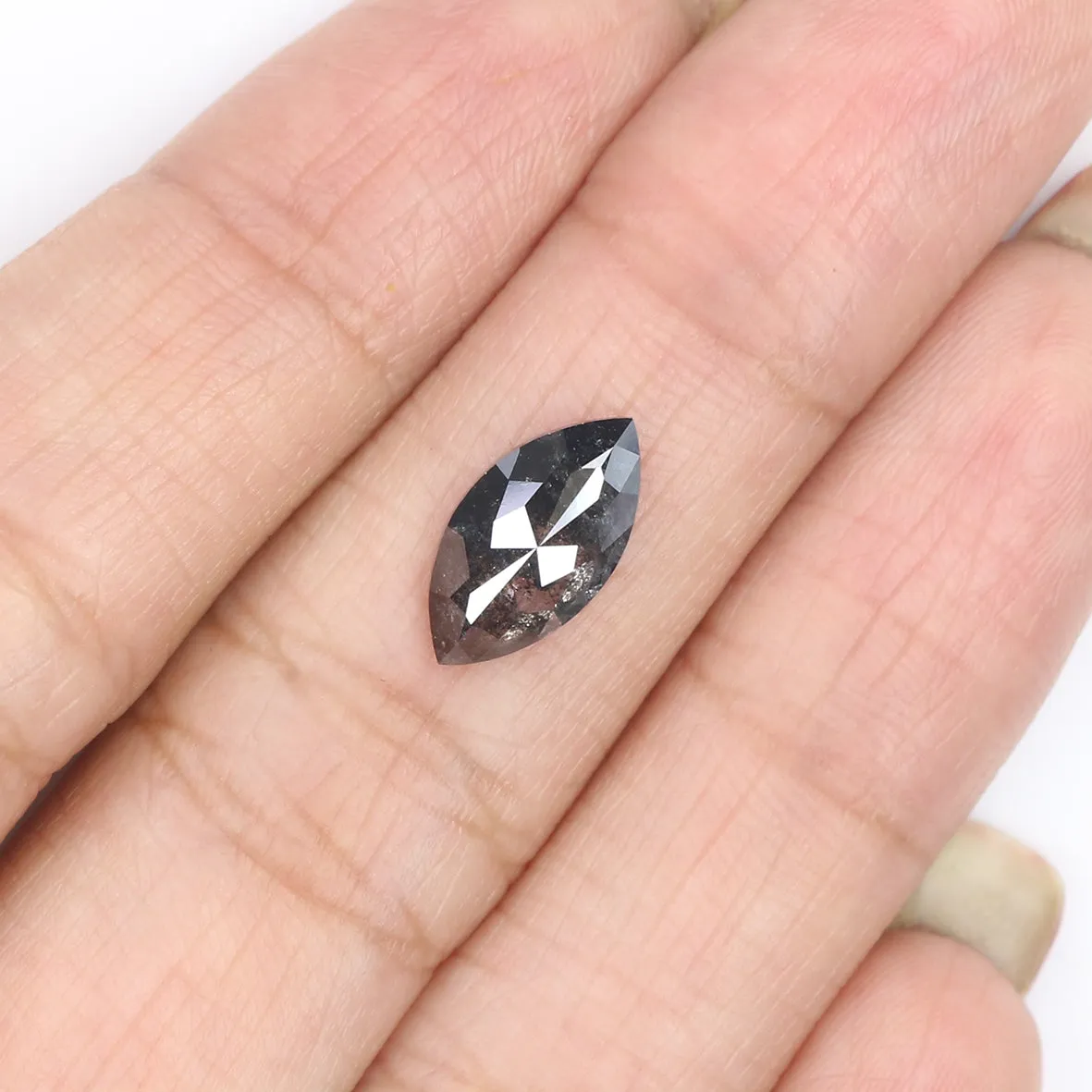 1.81 CT Natural Loose Marquise Shape Diamond Salt And Pepper Marquise Rose Cut Diamond 11.70 MM Black Grey Color Marquise Cut Di