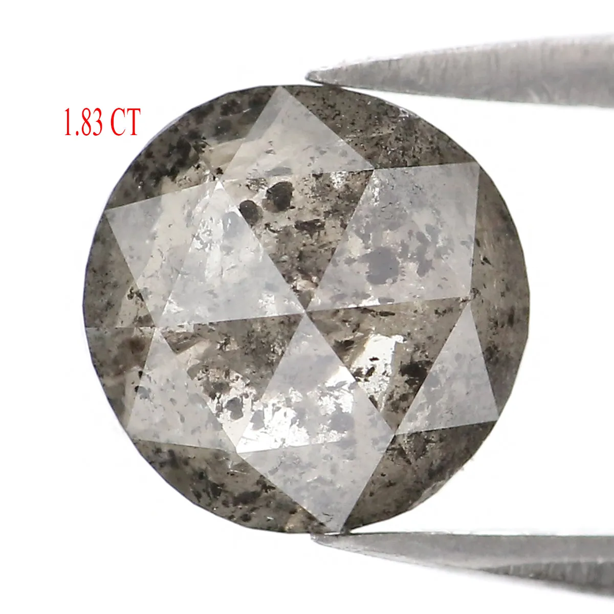 1.83 Ct Natural Loose Round Rose Cut Diamond Black Grey Color Rose Cut Diamond 7.75 MM Natural Loose Salt And Pepper Rose Cut Di