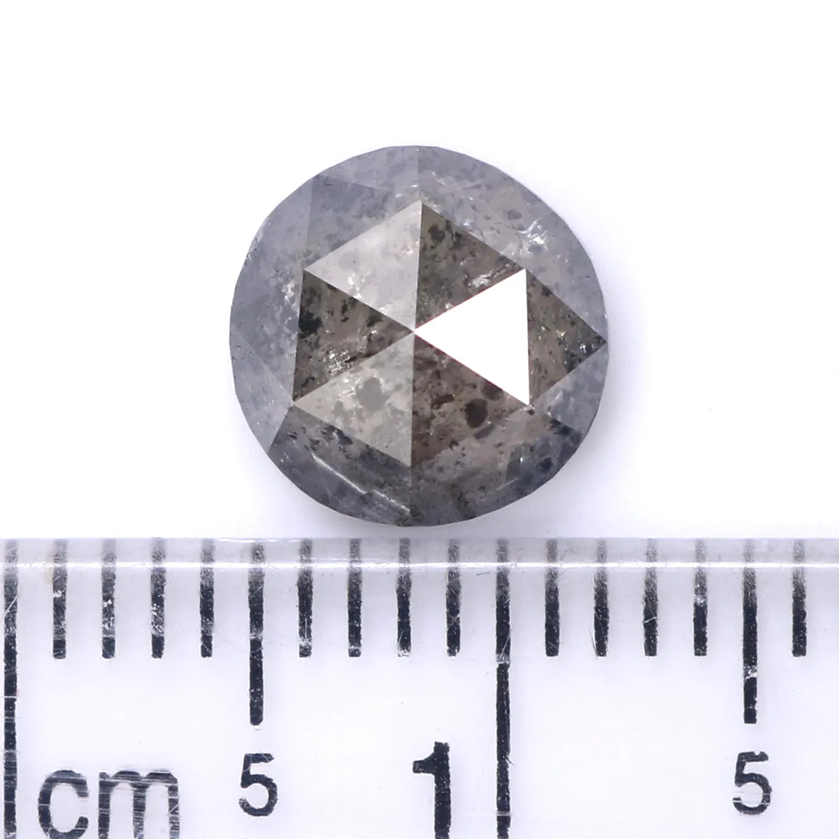 1.83 Ct Natural Loose Round Rose Cut Diamond Black Grey Color Rose Cut Diamond 7.75 MM Natural Loose Salt And Pepper Rose Cut Di