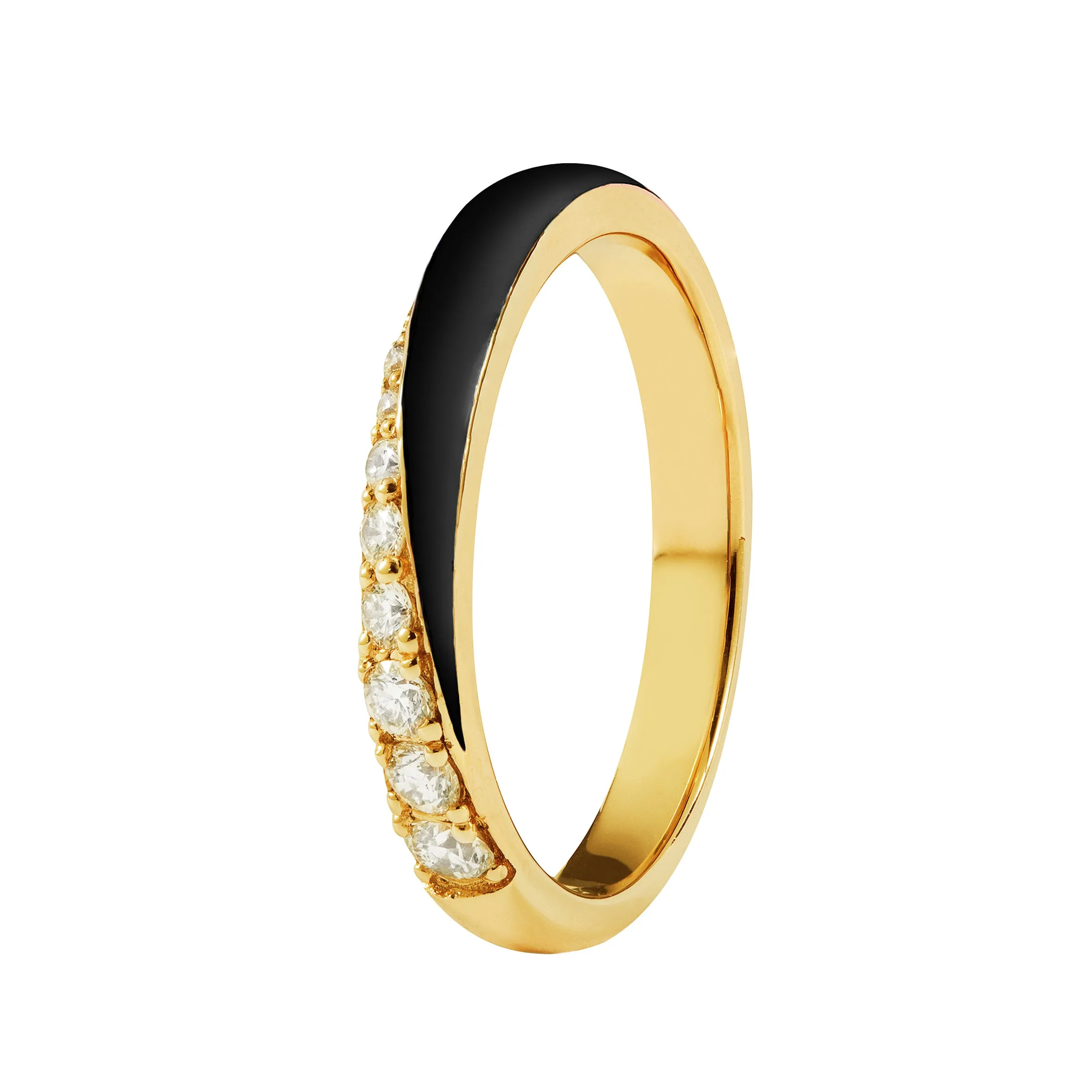 18kt Yellow Gold 0.44 CTW Black Enamel & Diamond Ring