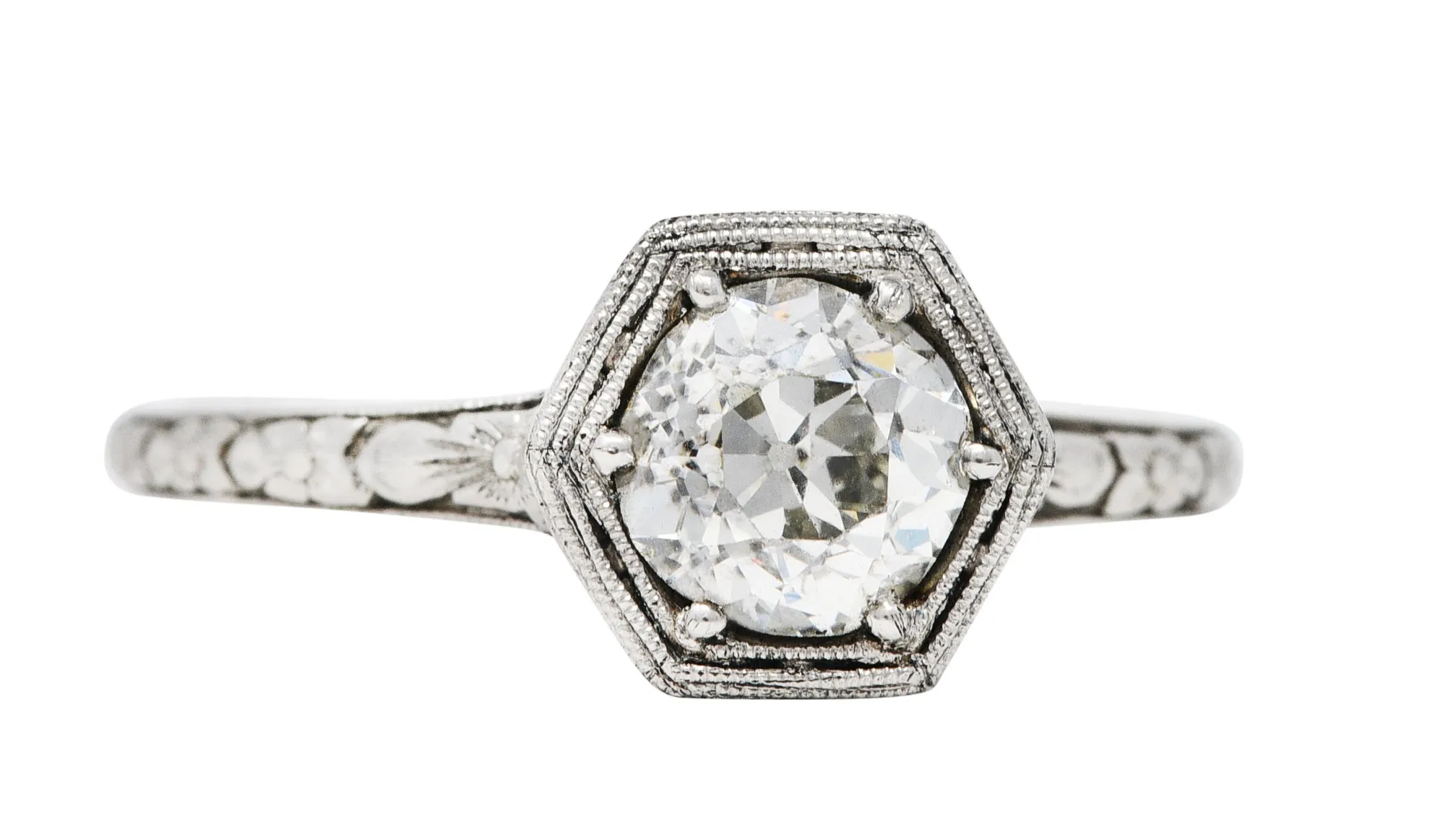 1930's Traub 1.02 CTW Diamond Platinum Orange Blossom Engagement Ring