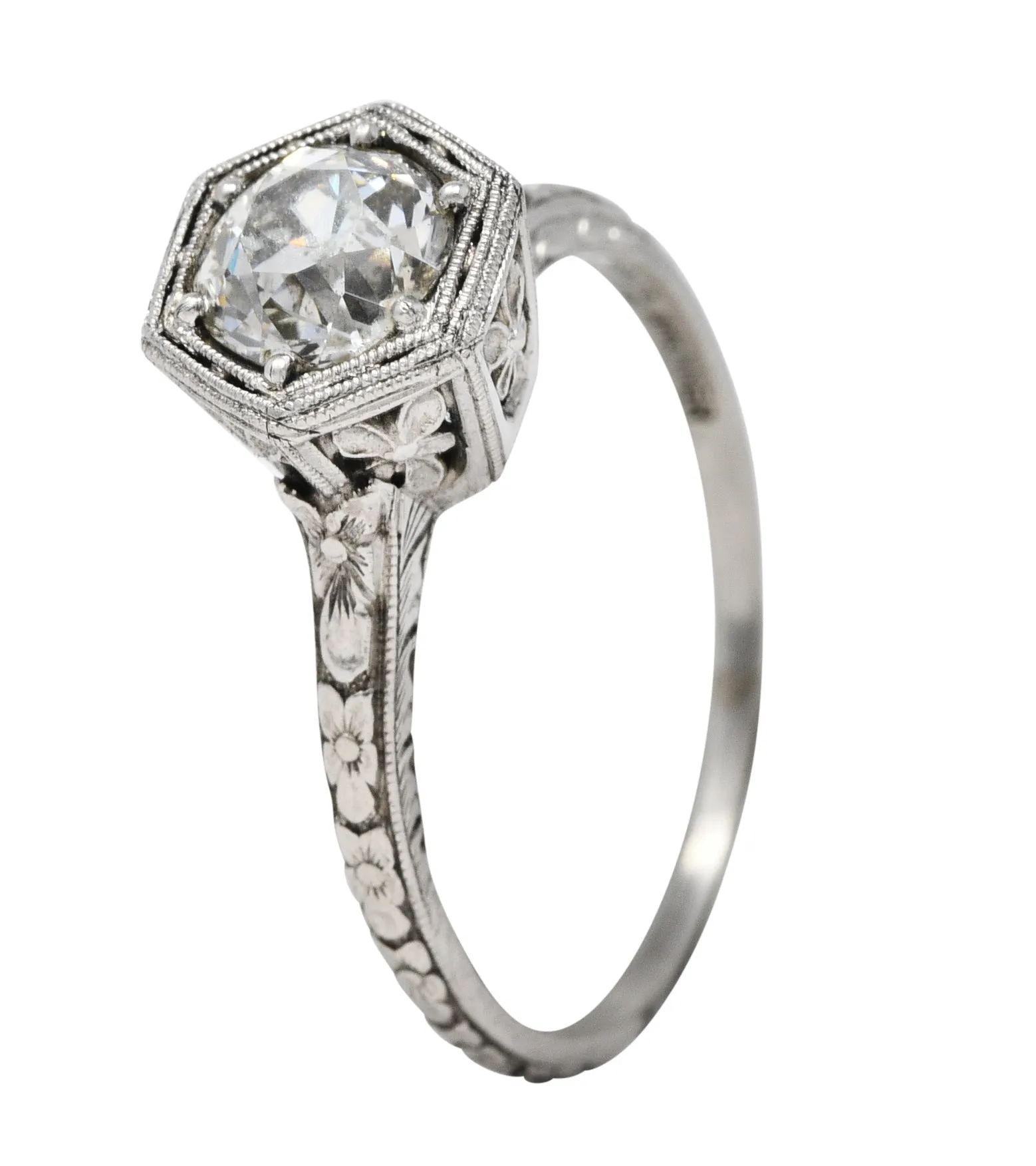 1930's Traub 1.02 CTW Diamond Platinum Orange Blossom Engagement Ring