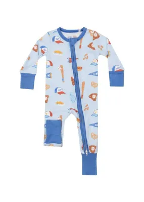 2-Way Zipper Fold-Over Footie - Baseball