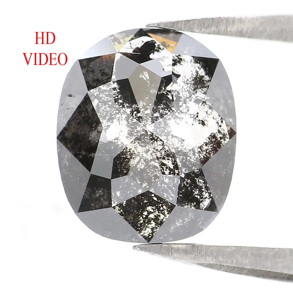 2.22 Ct Natural Loose Oval Shape Diamond Salt And Pepper Oval Diamond 8.75 MM Natural Diamond Black Grey Color Oval Rose Cut Dia