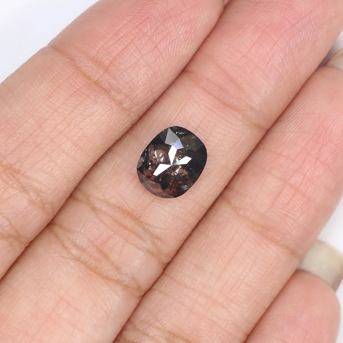 2.22 Ct Natural Loose Oval Shape Diamond Salt And Pepper Oval Diamond 8.75 MM Natural Diamond Black Grey Color Oval Rose Cut Dia