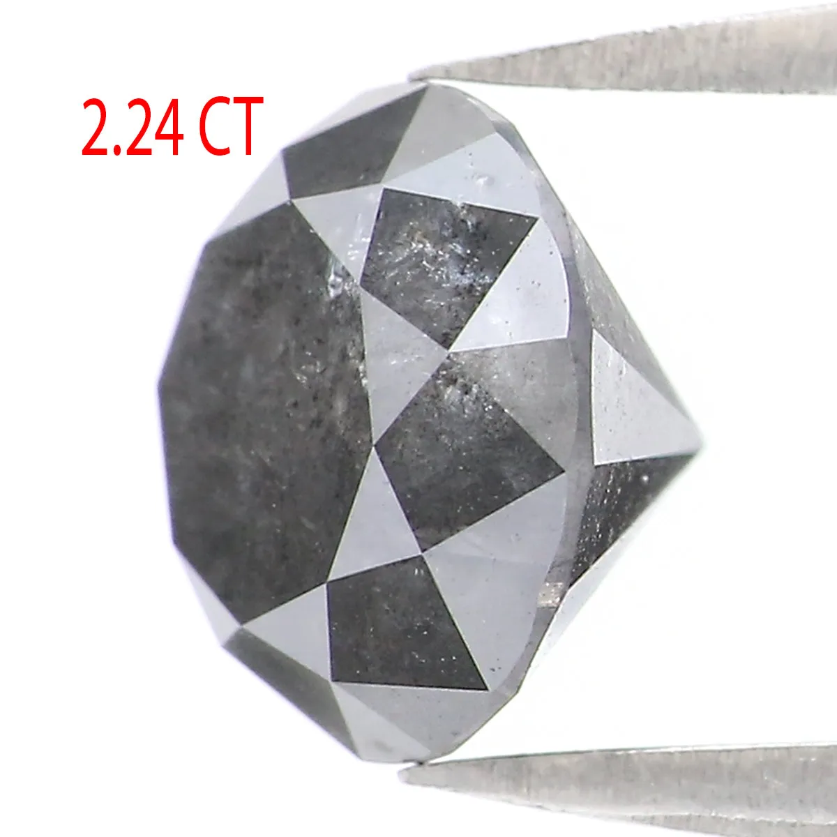 2.24 CT Natural Loose Round Shape Diamond Black Grey Color Round Shape Diamond 7.70 MM Salt And Pepper Round Brilliant Cut Diamo