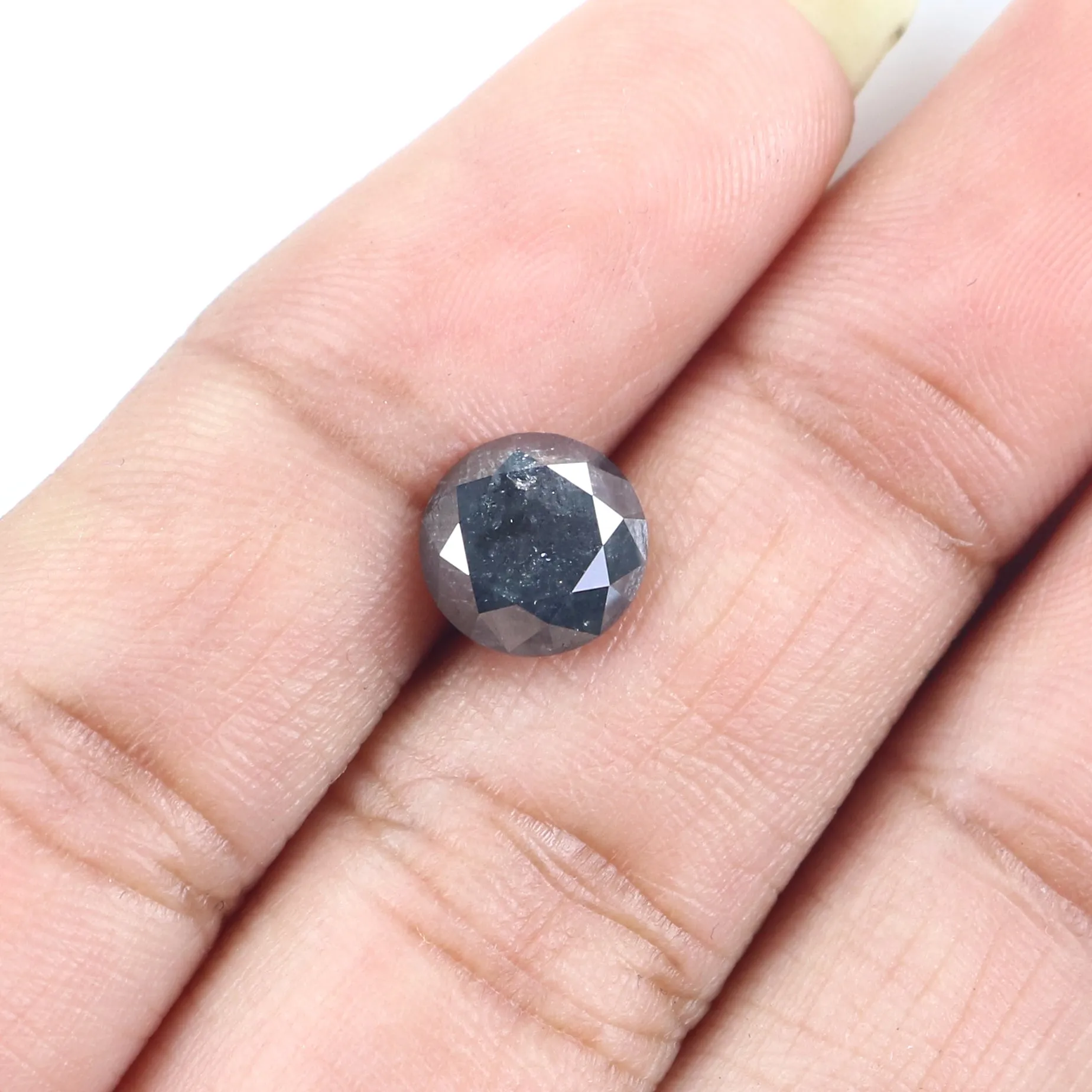 2.24 CT Natural Loose Round Shape Diamond Black Grey Color Round Shape Diamond 7.70 MM Salt And Pepper Round Brilliant Cut Diamo