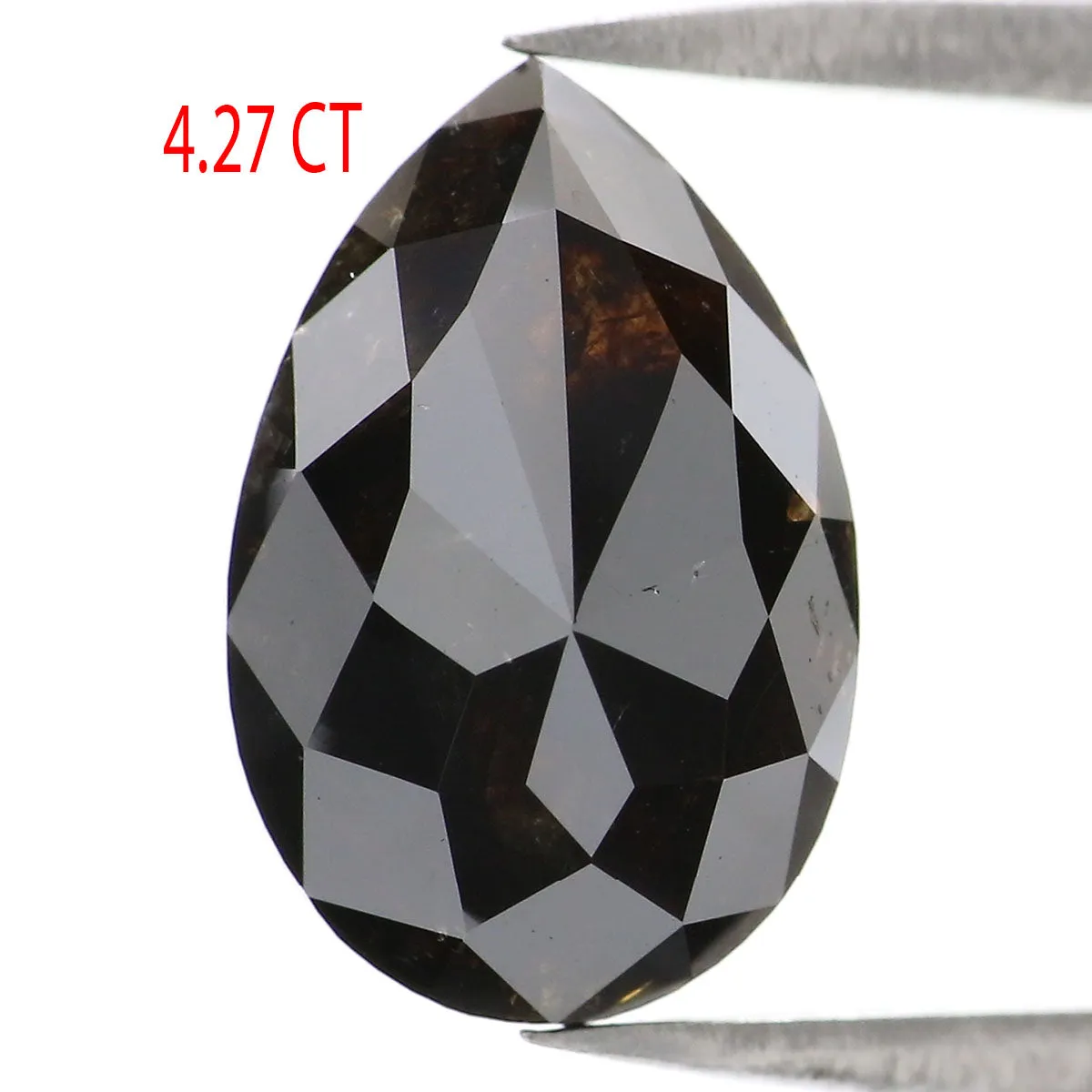 4.27 CT Natural Loose Pear Shape Diamond Black Color Pear Shape Diamond 12.50 MM Natural Loose Diamond Black Pear Rose Cut Diamo