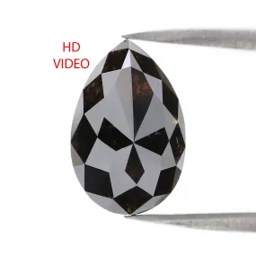 4.27 CT Natural Loose Pear Shape Diamond Black Color Pear Shape Diamond 12.50 MM Natural Loose Diamond Black Pear Rose Cut Diamo