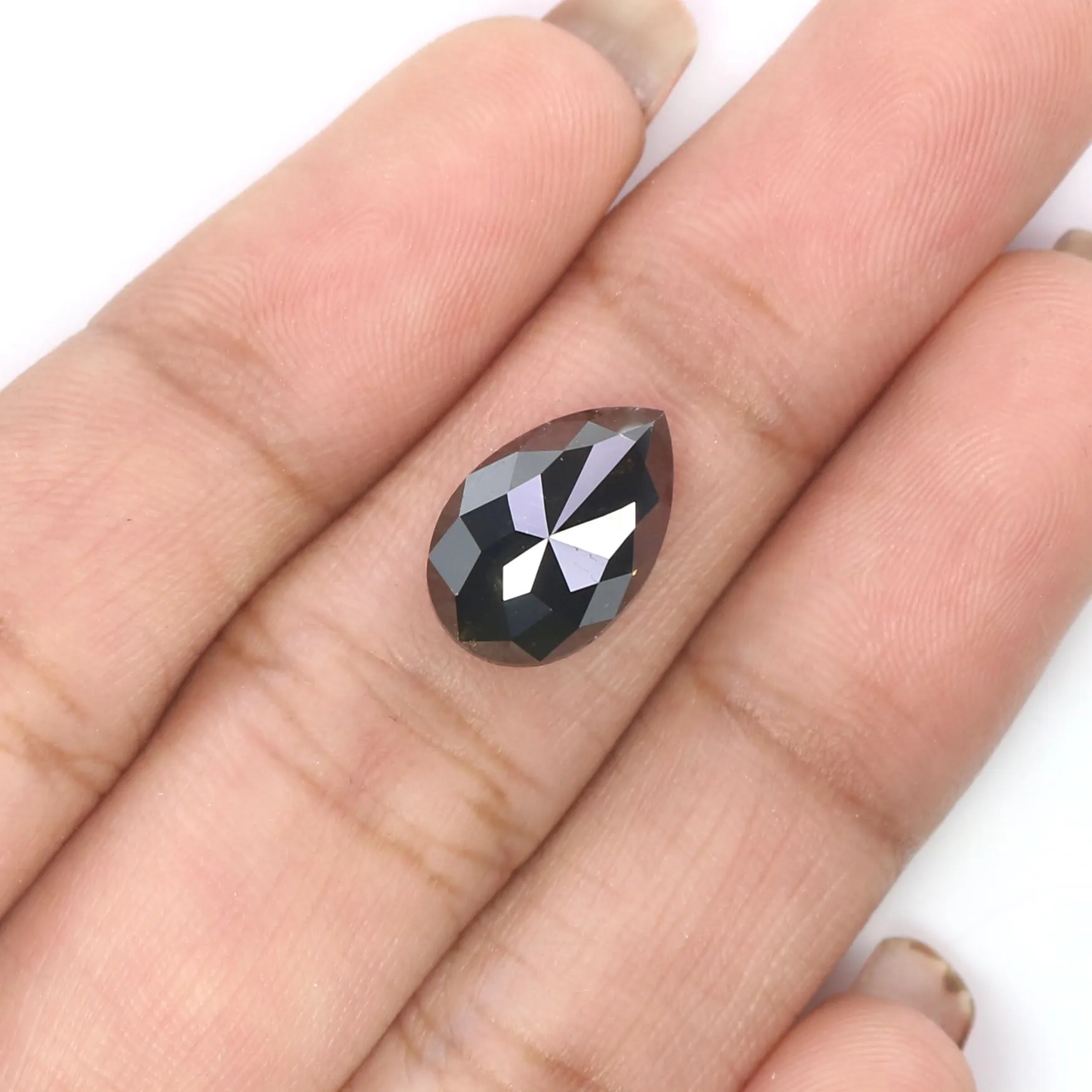 4.27 CT Natural Loose Pear Shape Diamond Black Color Pear Shape Diamond 12.50 MM Natural Loose Diamond Black Pear Rose Cut Diamo