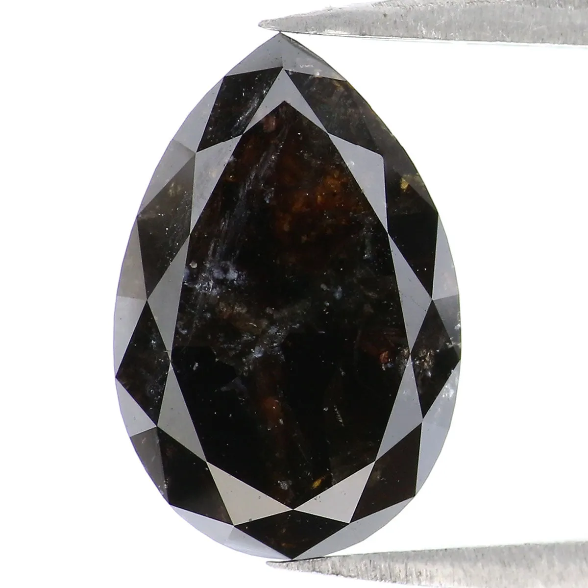 4.27 CT Natural Loose Pear Shape Diamond Black Color Pear Shape Diamond 12.50 MM Natural Loose Diamond Black Pear Rose Cut Diamo