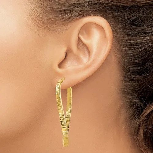 4mm, Textured Twisted Oval Hoops in 14k Yellow Gold, 60mm (2 3/8 Inch)