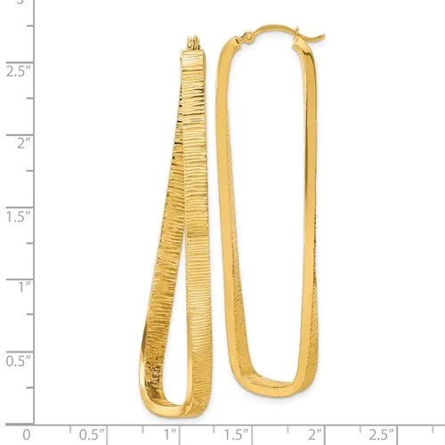 4mm, Textured Twisted Oval Hoops in 14k Yellow Gold, 60mm (2 3/8 Inch)