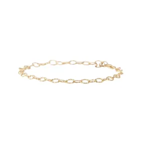 7.5 14K Gold Sparkle Oval Link Bracelet R2075