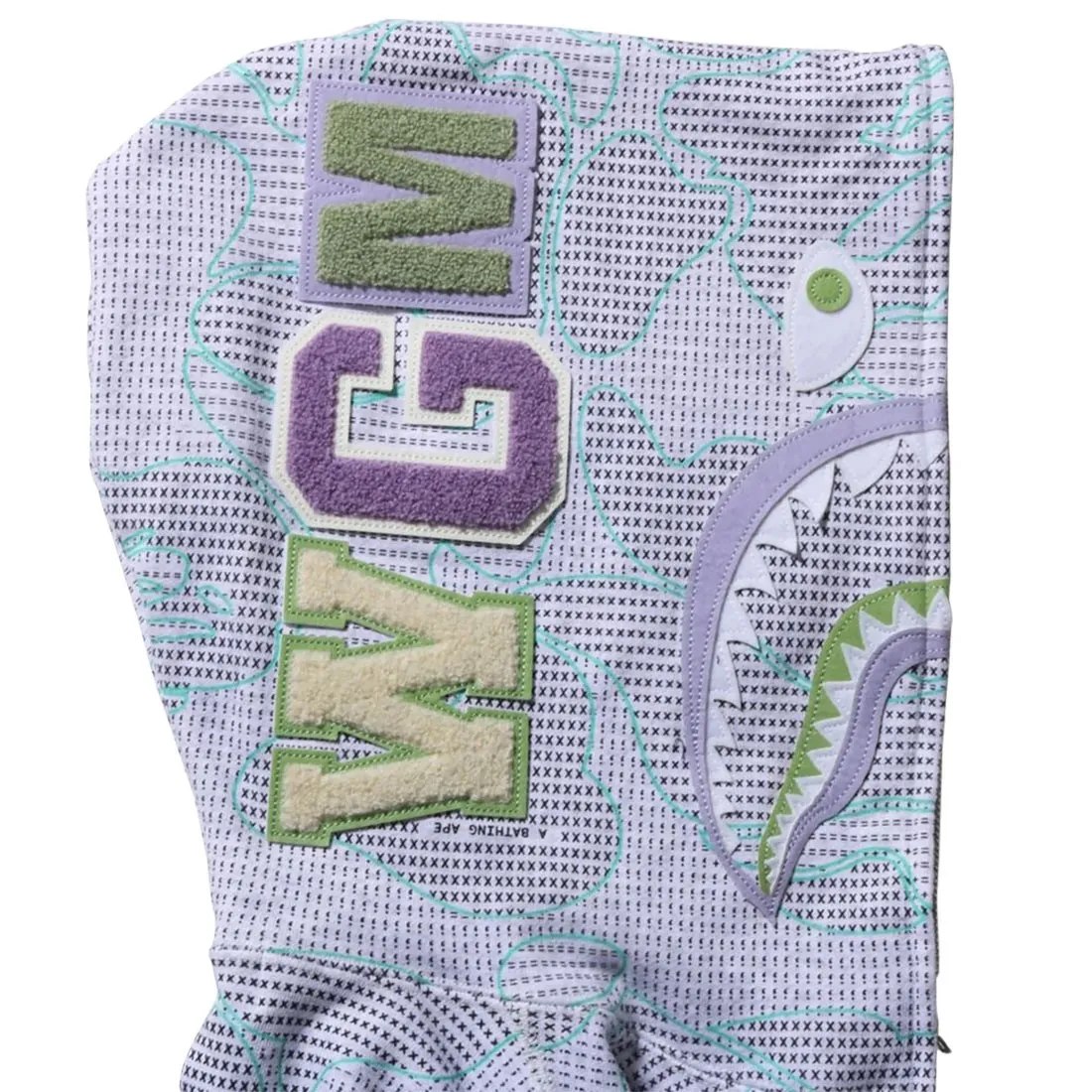 A Bathing Ape Men Text Code Camo Shark Full Zip Hoodie (gray)