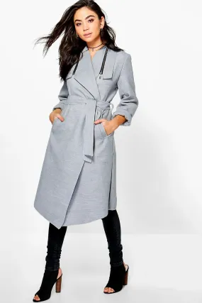 Aaliyah Zip Shawl Collar Coat