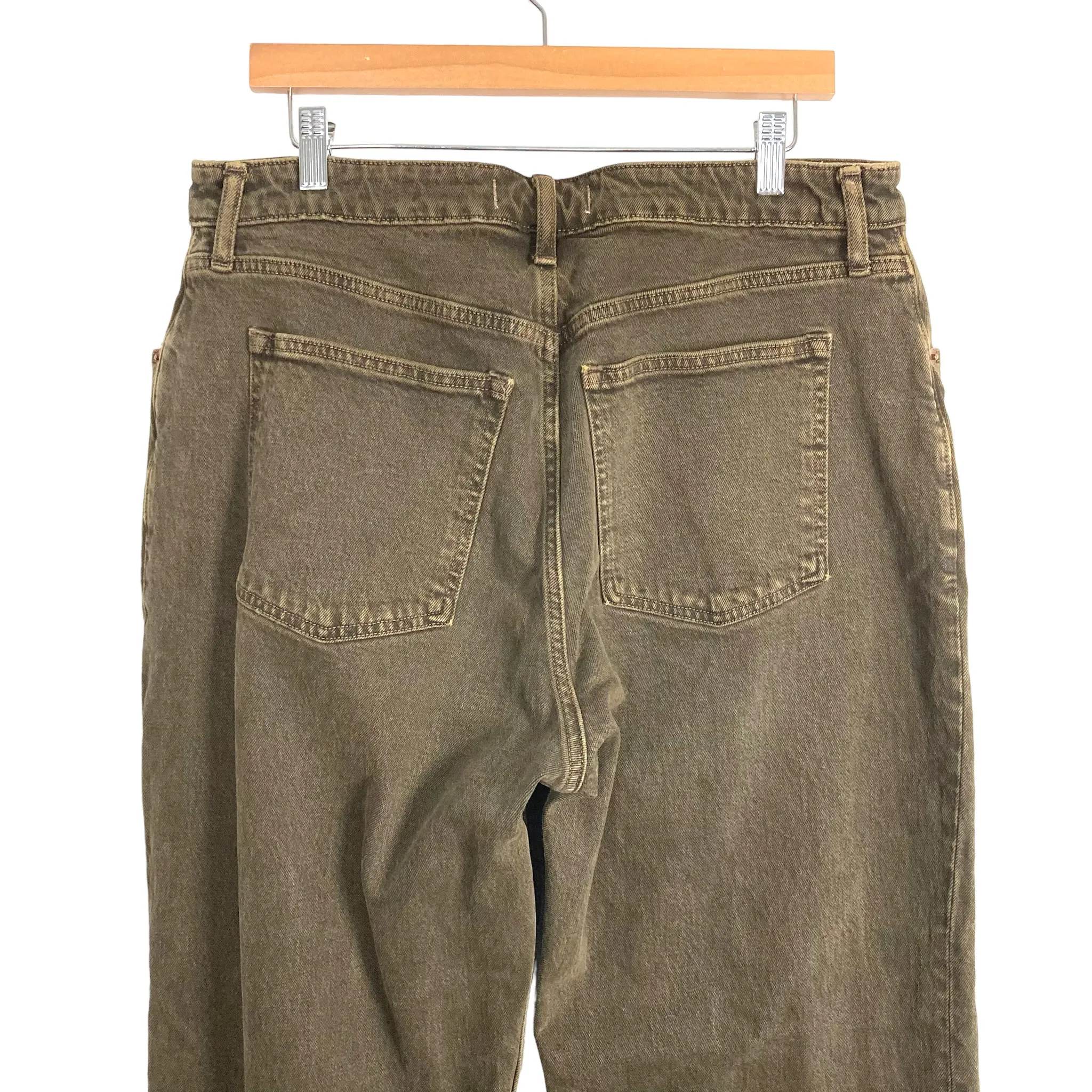 ABERCROMBIE & FITCH DARK BROWN CURVE LOVE HIGH RISE 90'S RELAXED JEANS-SIZE 32/14 (INSEAM 31”,  ONLINE)