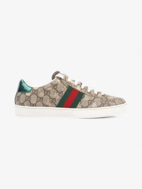 Ace GG Bee Supreme Sneakers Beige Monogram / Green / Red Canvas EU 38.5 UK 5.5