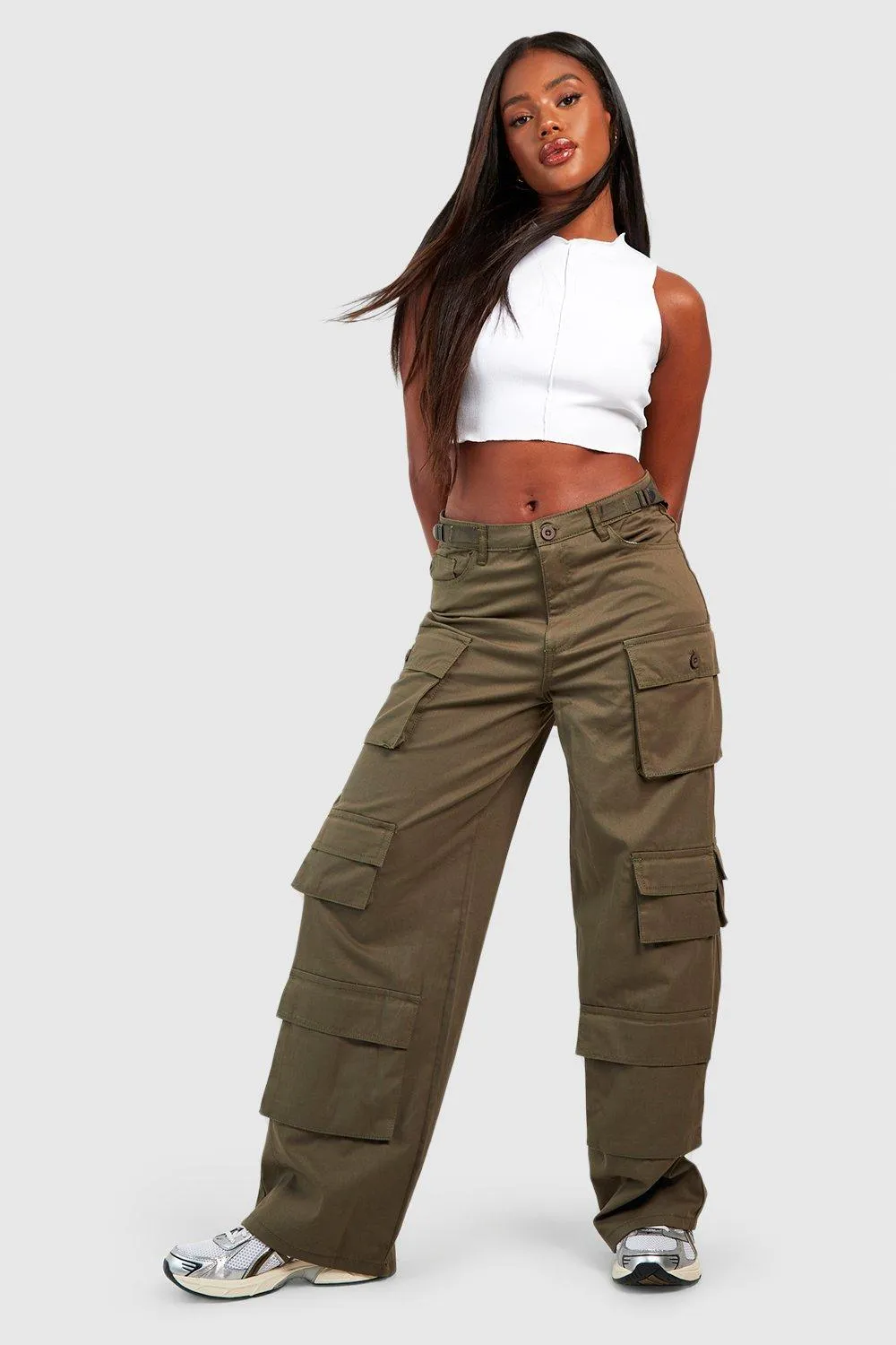 Adjustable Waist Multi Pocket Oversized Cargo Pants
