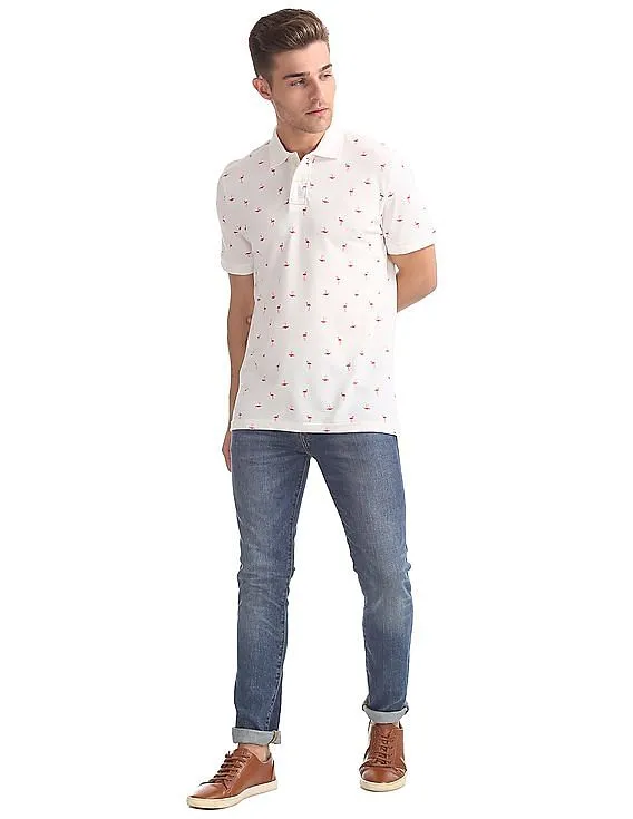 Aeropostale Bird Print Pique Polo Shirt