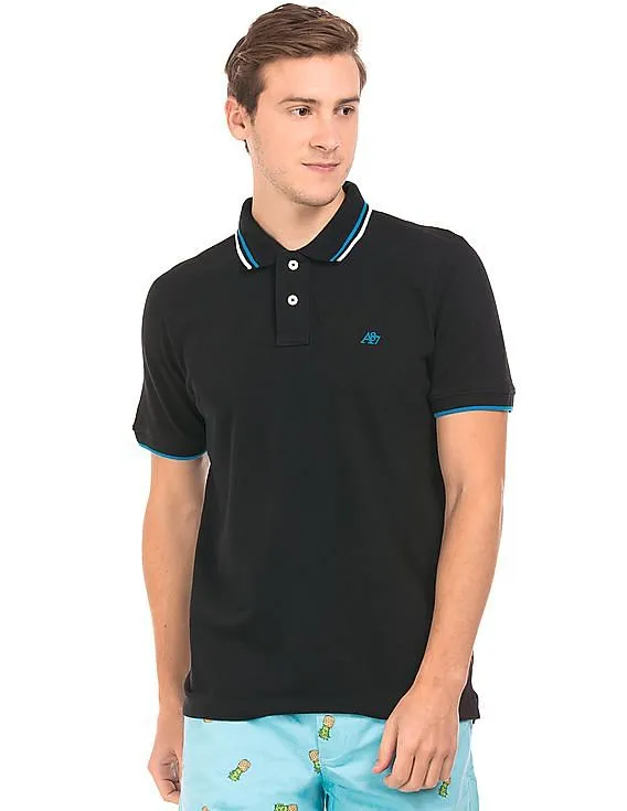 Aeropostale Tipped Cotton Pique Polo Shirt