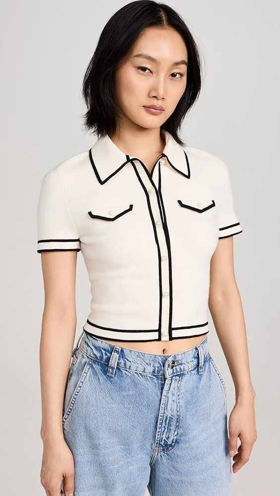 alice + olivia   Marlena Button Front Polo 