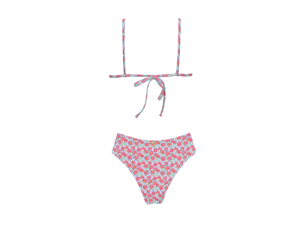 Amalfi High Waisted Bikini - Blue/Pink