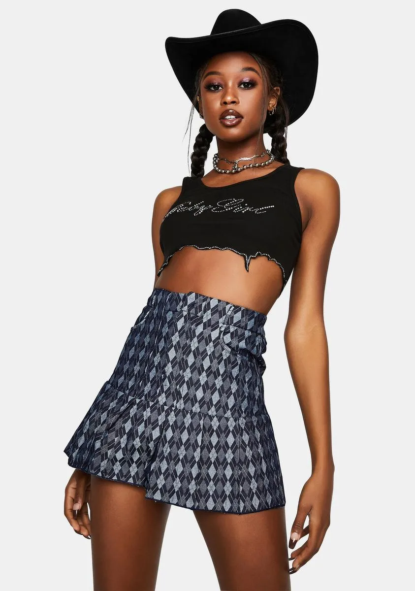 Angel Plaid Mesh Skirt-