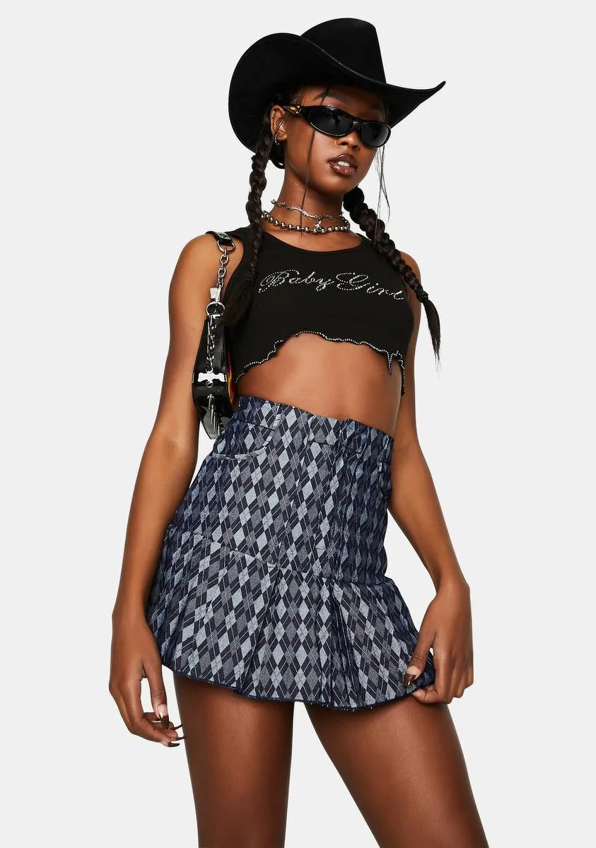 Angel Plaid Mesh Skirt-