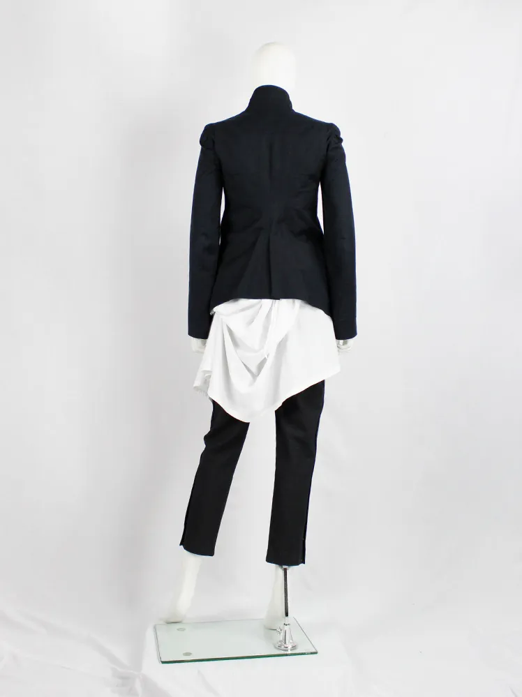 Ann Demeulemeester black cutaway jacket with overlapping front neckline — spring 2007