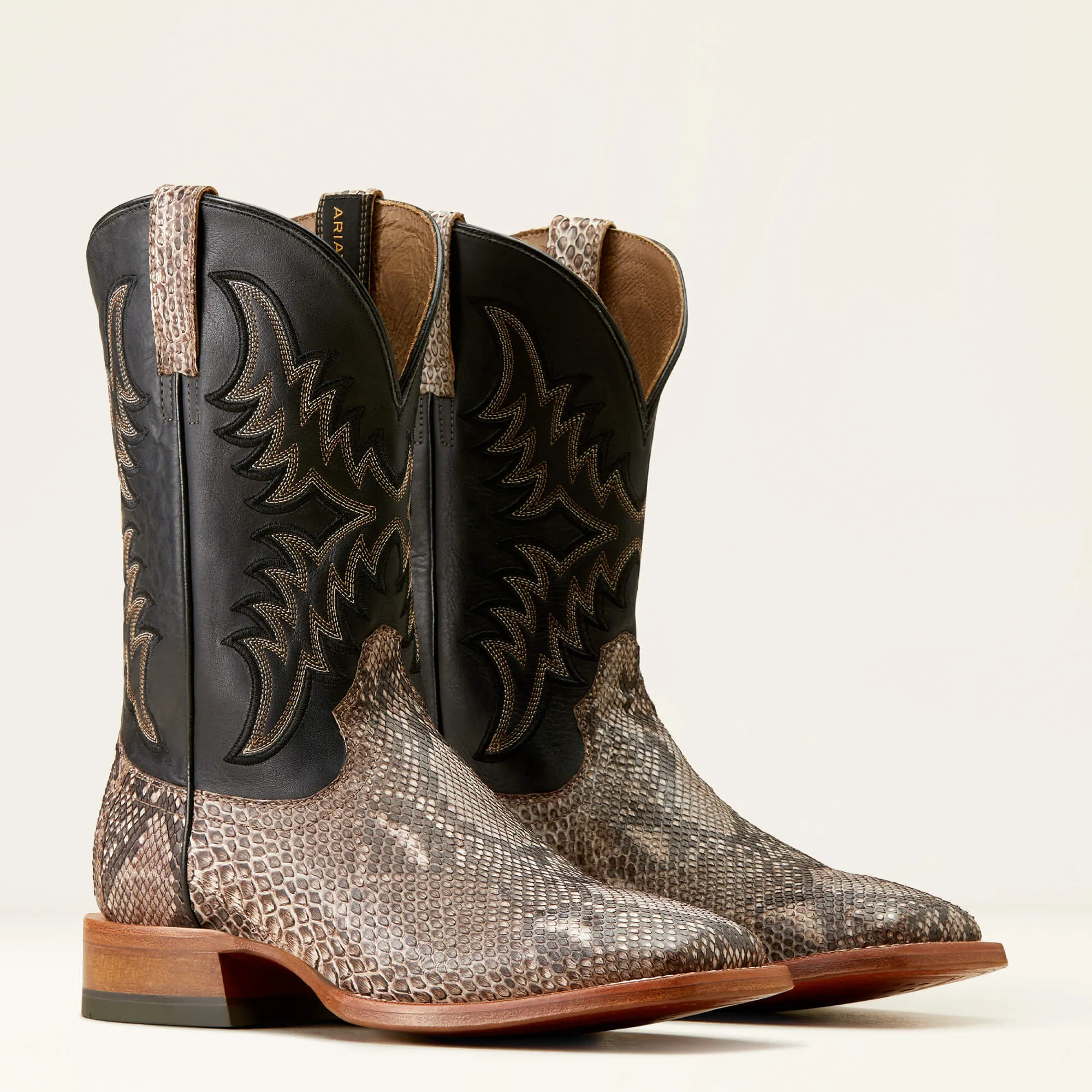 Ariat: Men’s Dry Gulch Tan Python Ancient Black Cowboy Boot