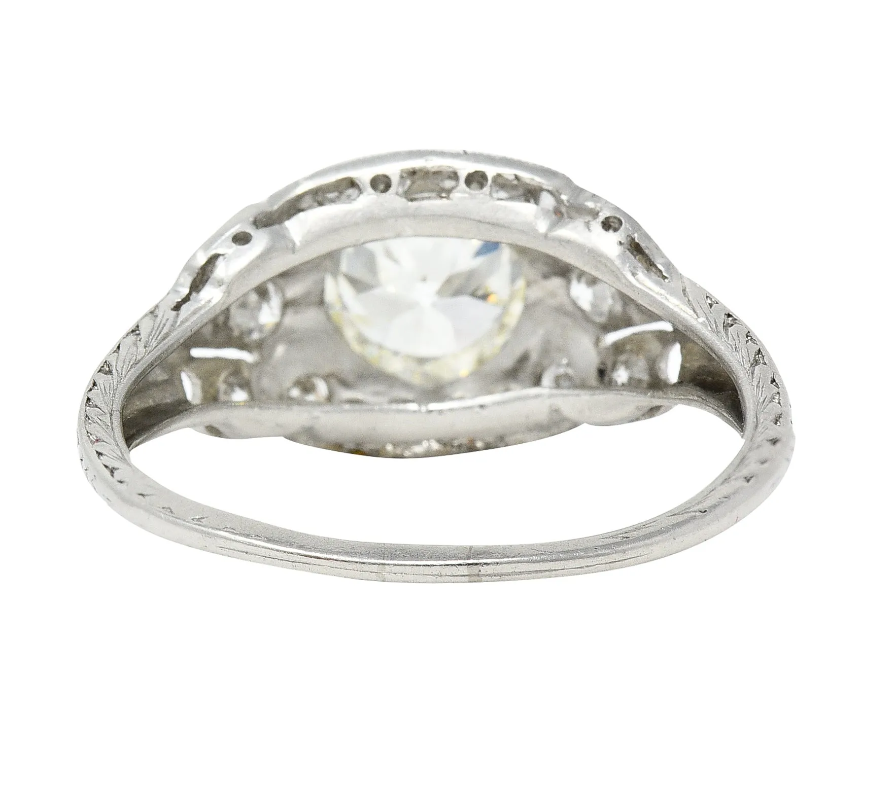 Art Deco 1.52 CTW Old European Cut Diamond Platinum Orange Blossom Bombay Engagement Ring