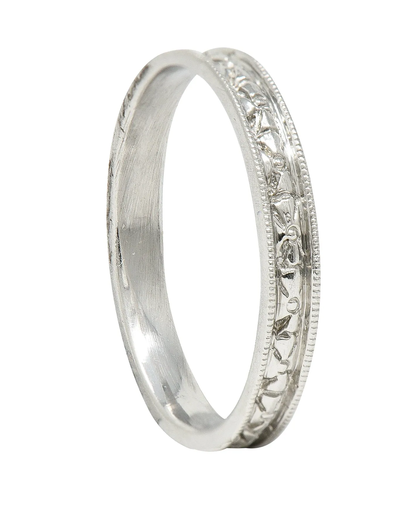 Art Deco Platinum Orange Blossom Eternity Wedding Band Ring