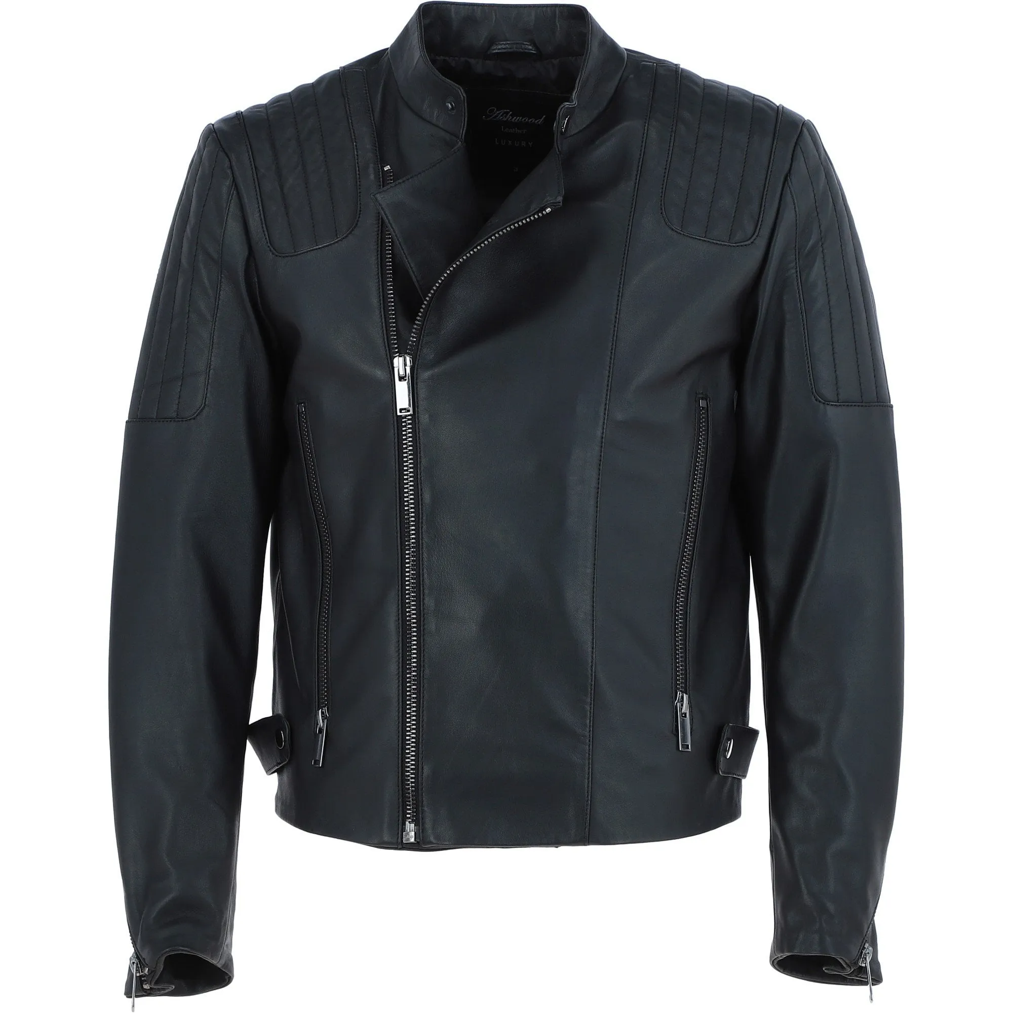 Ashwood Leather Vegetable Tanned Side Zip Biker Jacket - Black: AWM-1716