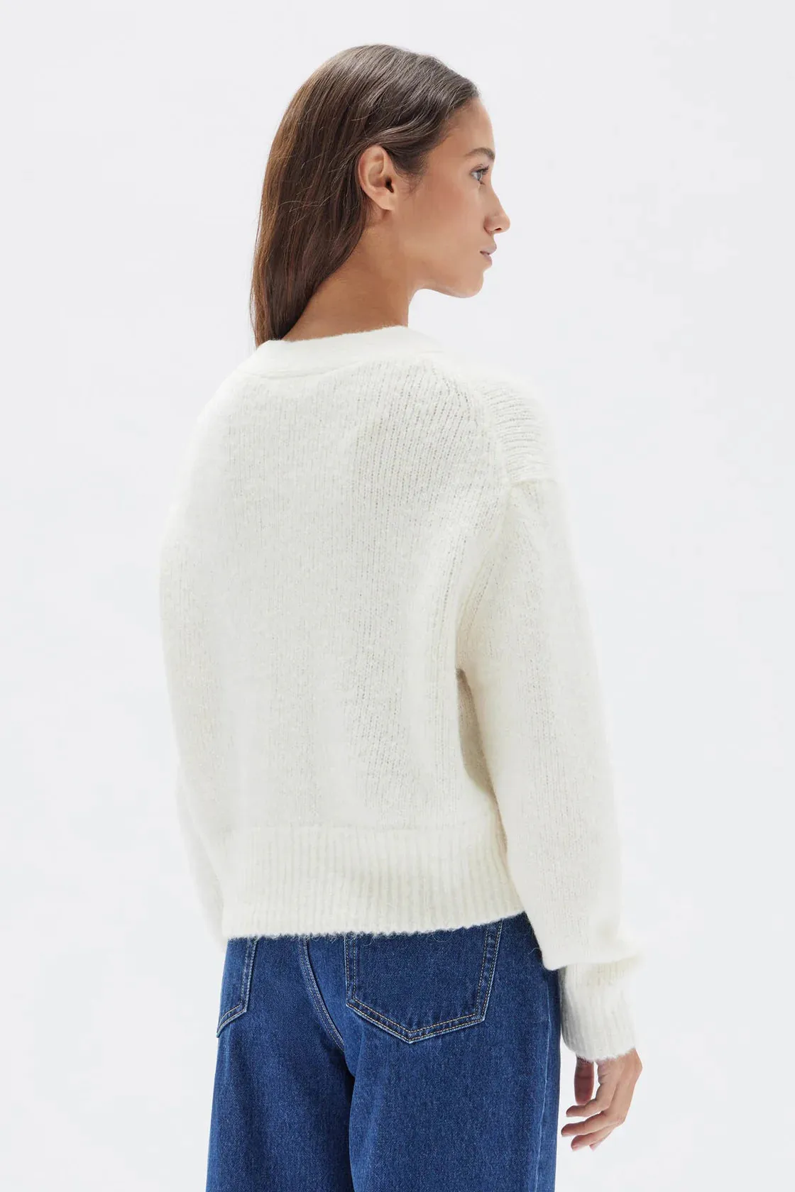 Assembly Label Evi Wool Knit Cardigan in Cream