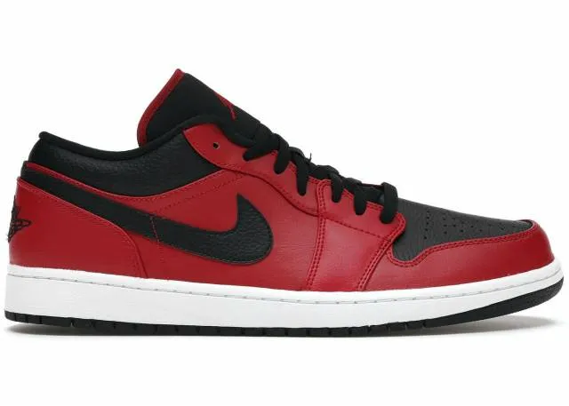 AUTHENTIC NIKE AIR JORDAN 1 Low 'Reverse Bred' Red Black...