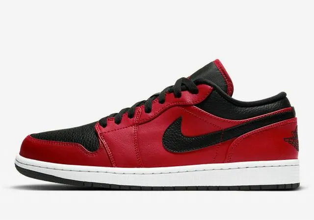 AUTHENTIC NIKE AIR JORDAN 1 Low 'Reverse Bred' Red Black...