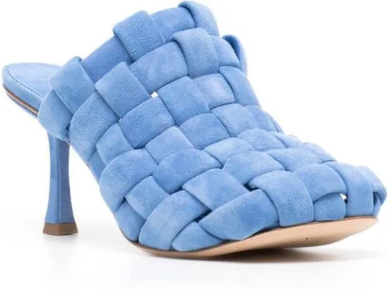 A.W.A.K.E. Mode Wilma 80mm woven suede mules Blue