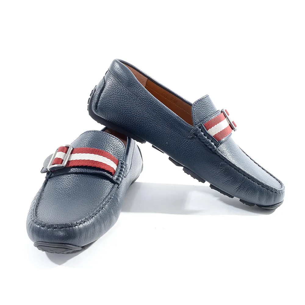 Bally Mens Slip on Boat Shoes in Navy