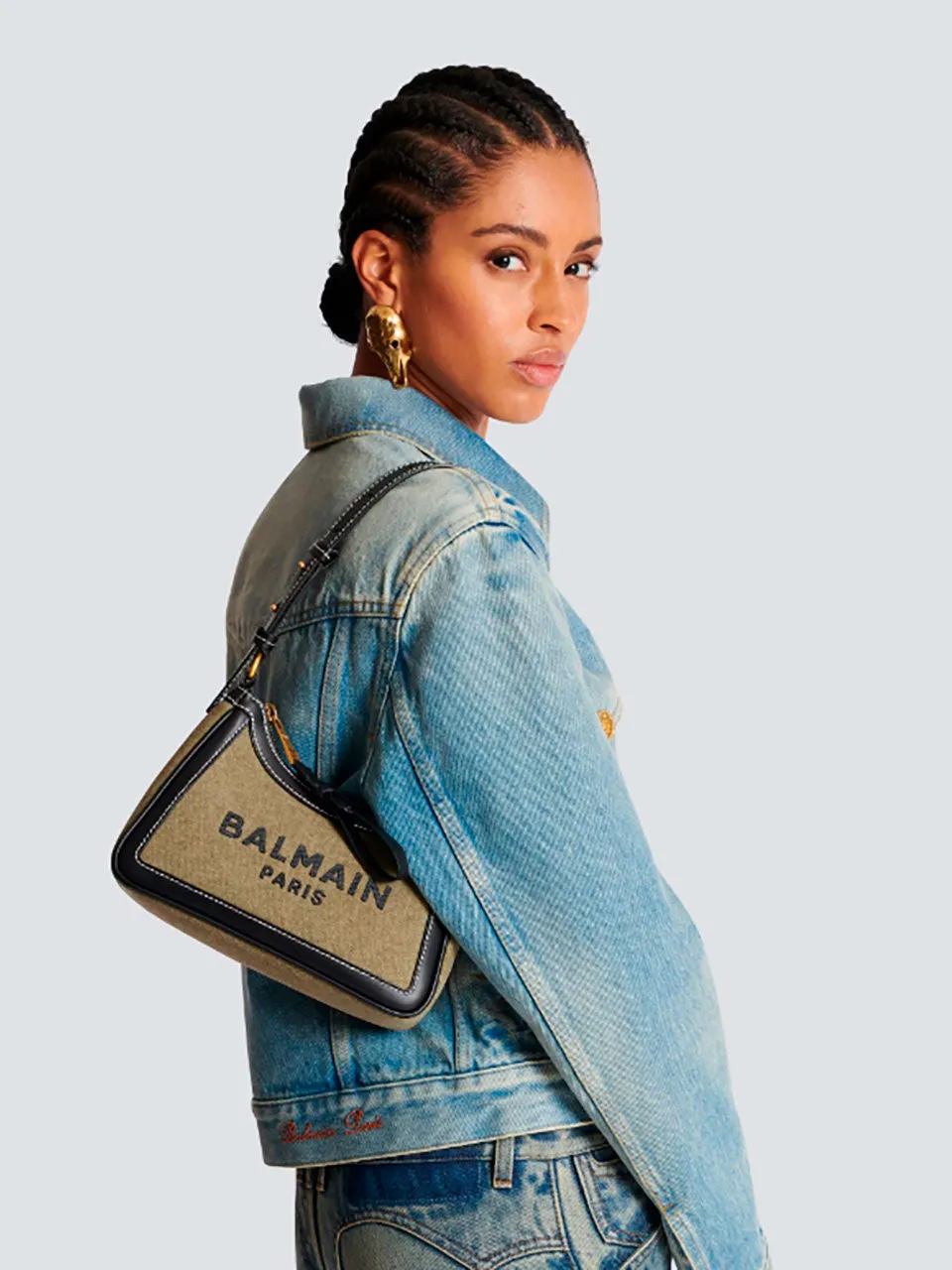 Balmain Canvas B-Army Shoulder Bag 